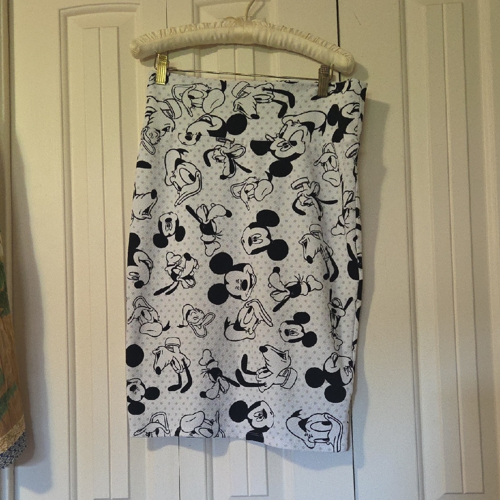 Disney Women's Black and White Mickey Mouse Pencil Skirt